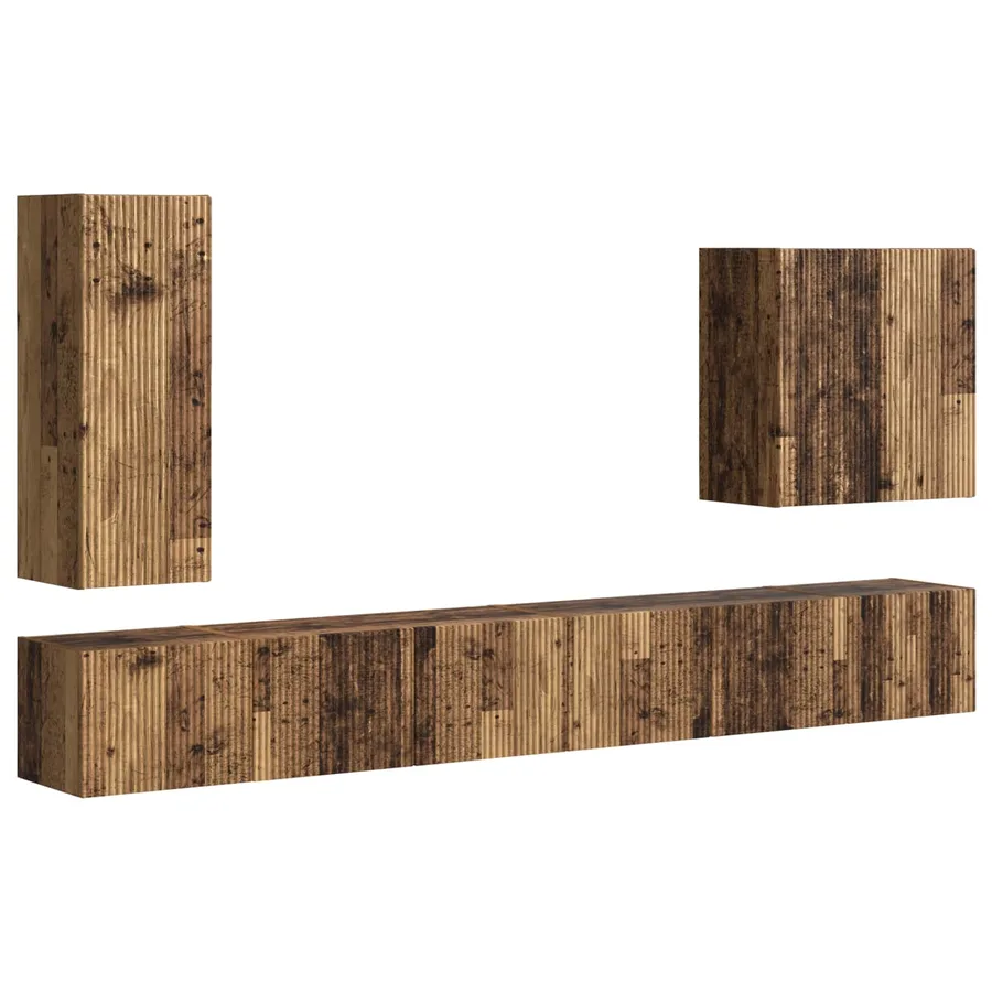 Ensemble de meuble TV mural Montage mural 6 pcs Bois Ancien - 2