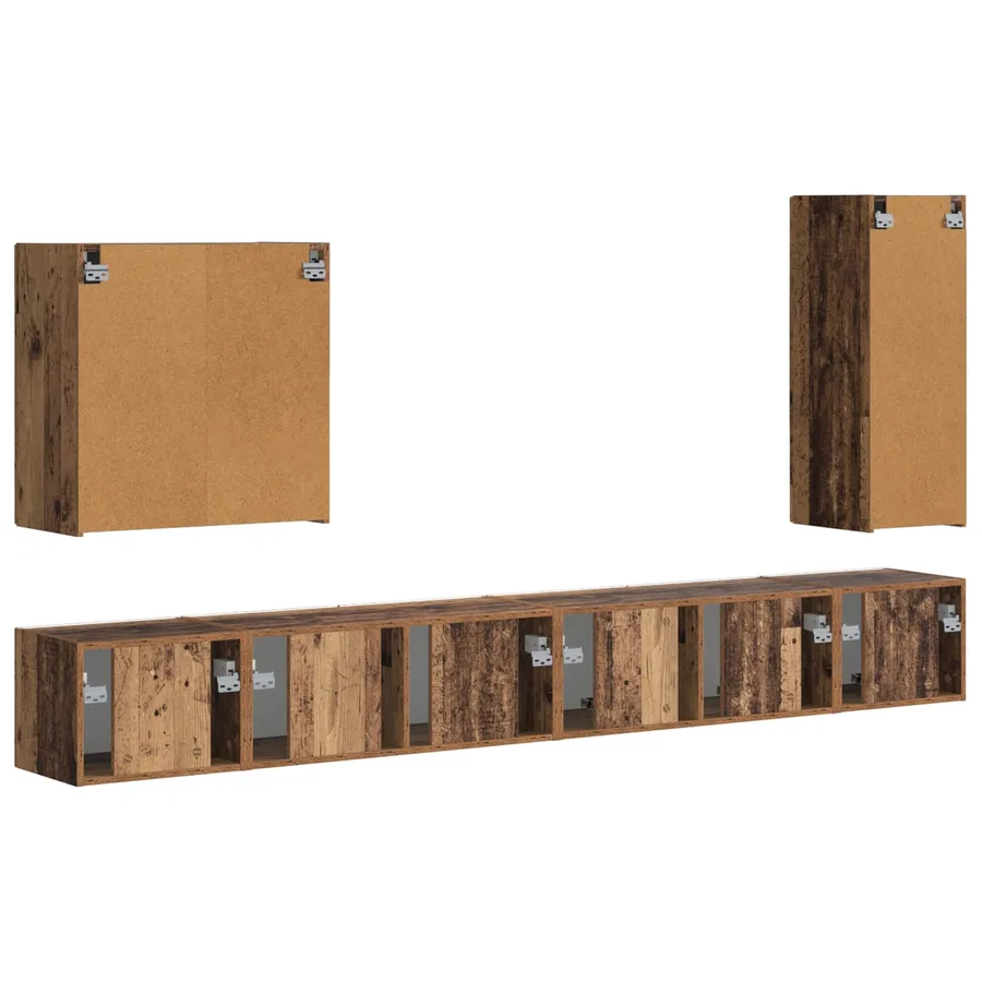 Ensemble de meuble TV mural Montage mural 6 pcs Bois Ancien - 8