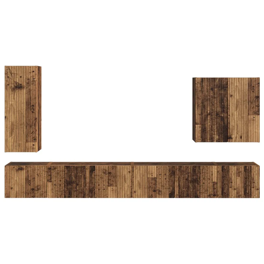 Ensemble de meuble TV mural Montage mural 6 pcs Bois Ancien - 9