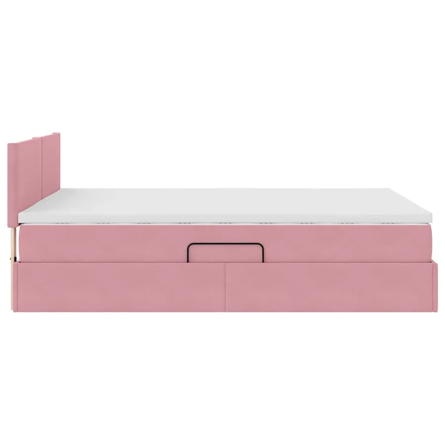 Lit de Rangement avec matelas Rose 140 x 190 cm Velours - 10