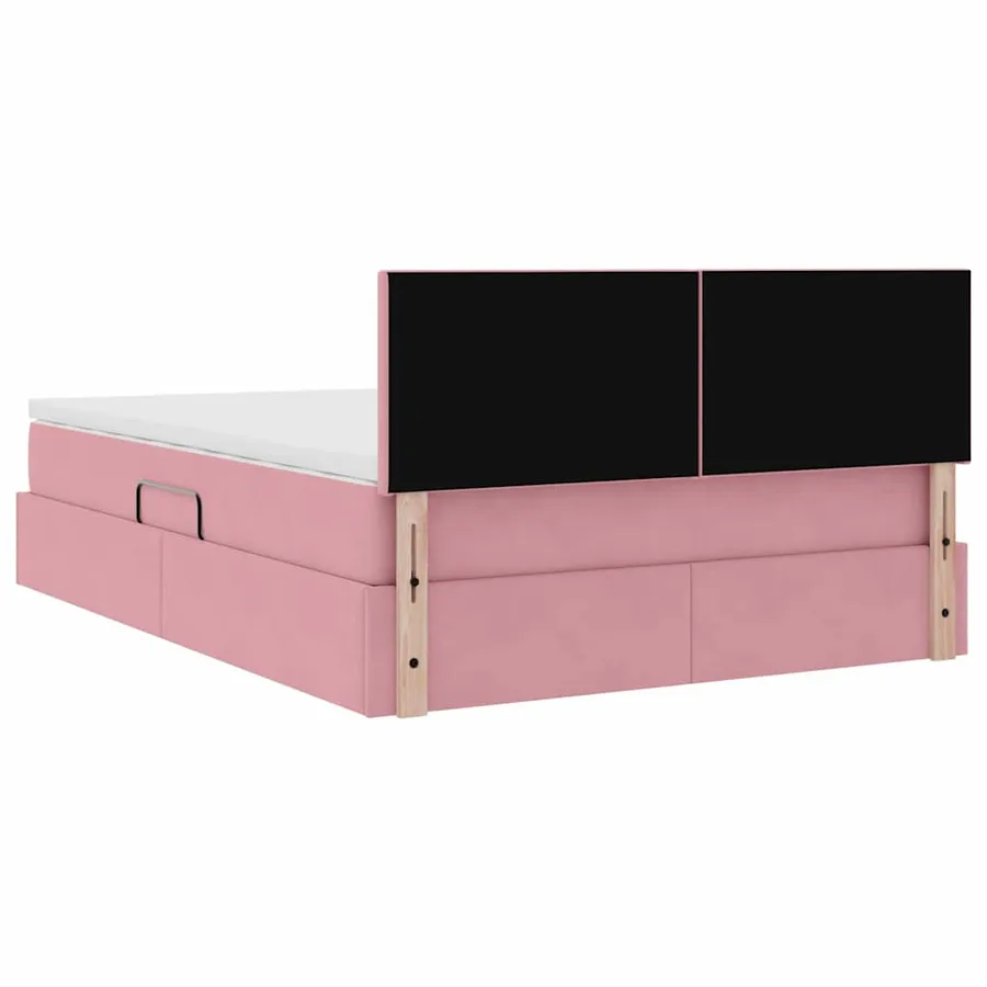 Lit de Rangement avec matelas Rose 140 x 190 cm Velours - 11