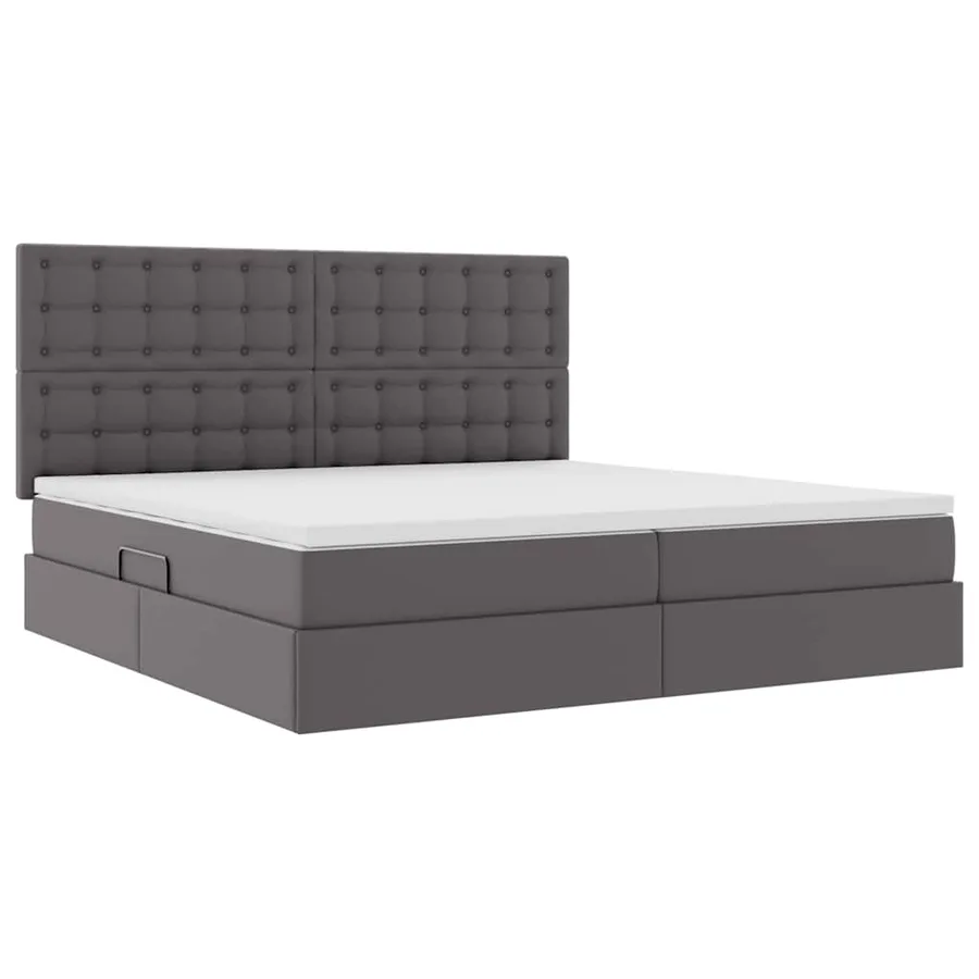 Lit de Rangement Gris 200 x 200 cm Cuir synthétique - 5
