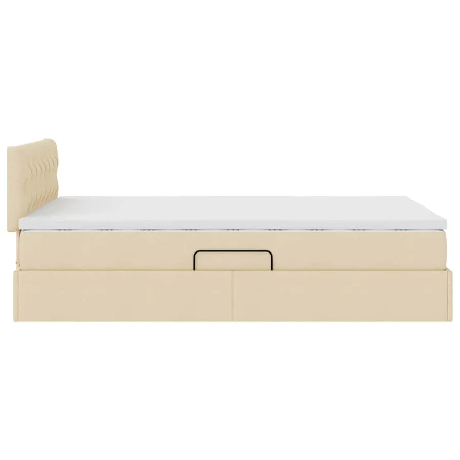 Lit de rangement LED avec matelas Crème 120 x 200 cm Tissu - 11