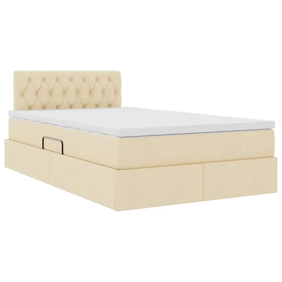 Lit de rangement LED avec matelas Crème 120 x 200 cm Tissu - 6