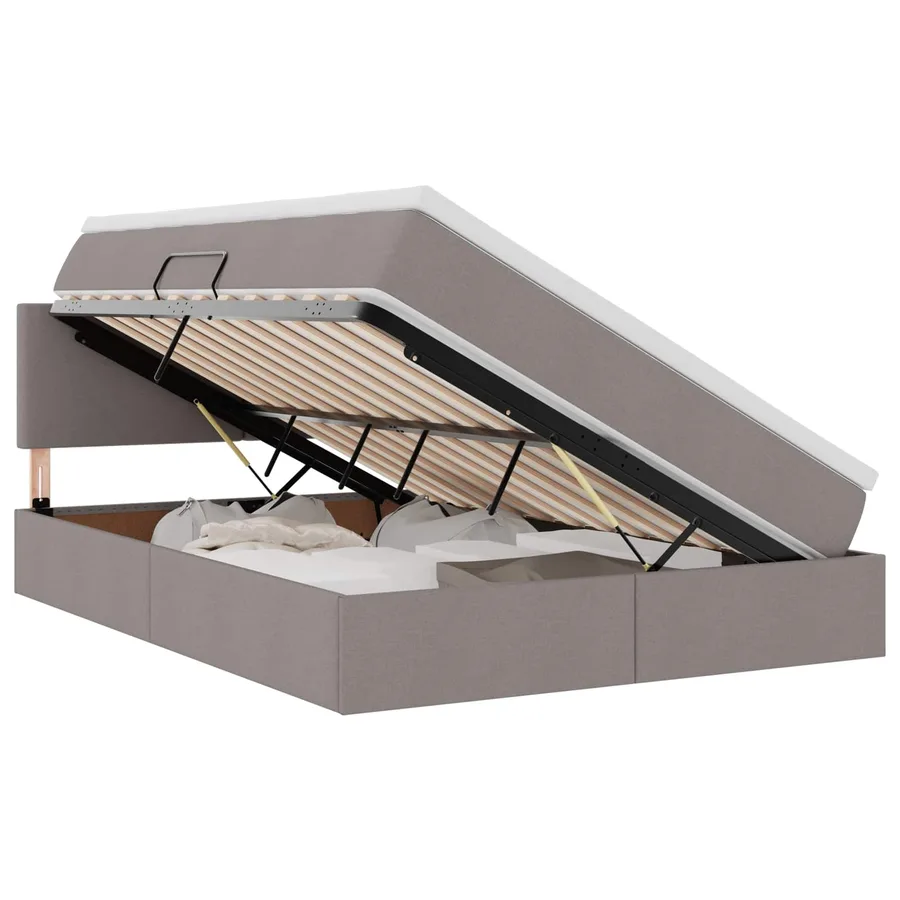 Lit avec rangement et matelas avec matelas Taupe 140 x 190 cm - 2