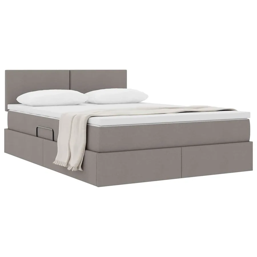 Lit avec rangement et matelas avec matelas Taupe 140 x 190 cm - 3