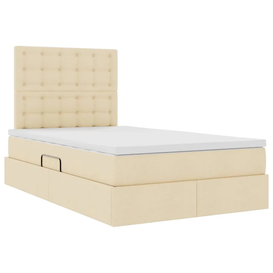 Lit de rangement LED avec matelas Crème 120 x 200 cm Tissu - 6
