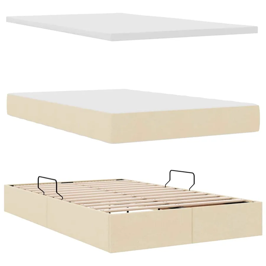Lit de rangement LED avec matelas Crème 120 x 200 cm Tissu - 9