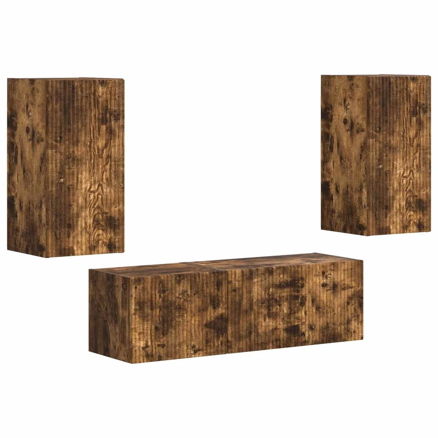 Ensemble de meuble TV mural 4 pcs Chêne fumé Bois d'ingénierie - 2