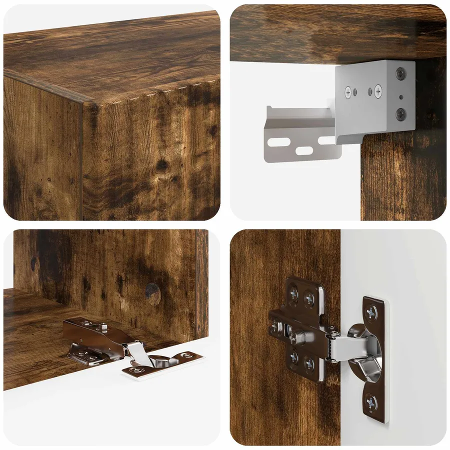 Ensemble de meuble TV mural 4 pcs Chêne fumé Bois d'ingénierie - 8