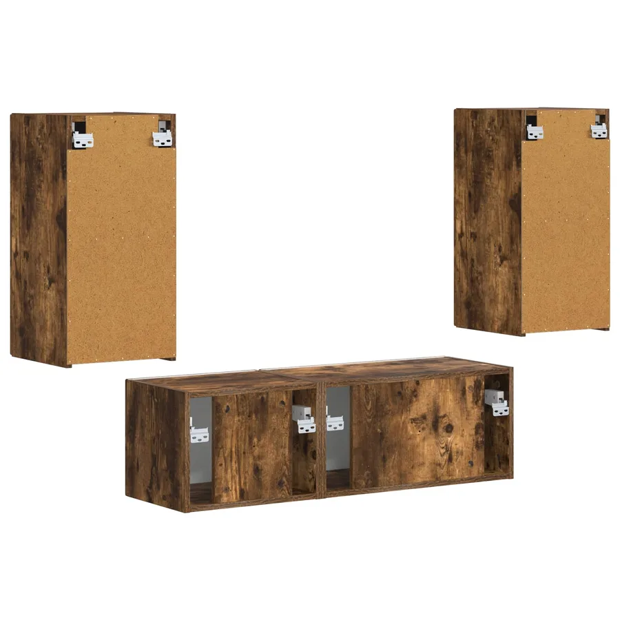 Ensemble de meuble TV mural 4 pcs Chêne fumé Bois d'ingénierie - 9