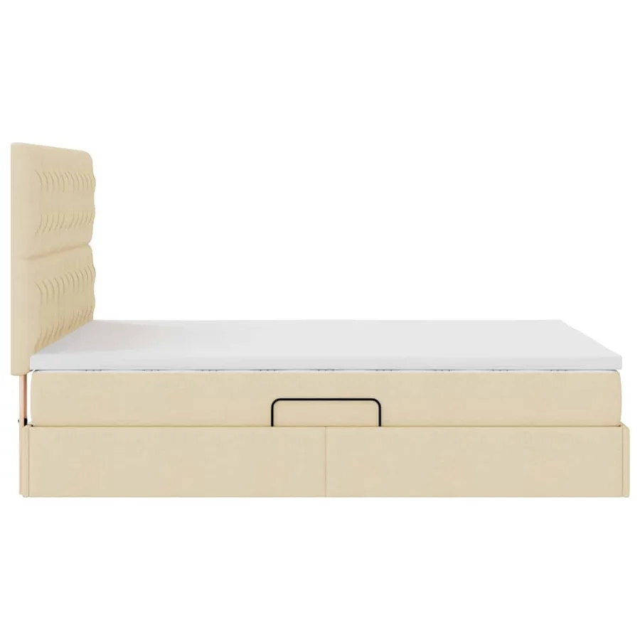 Lit de rangement LED avec matelas Crème 140 x 190 cm Tissu - 11