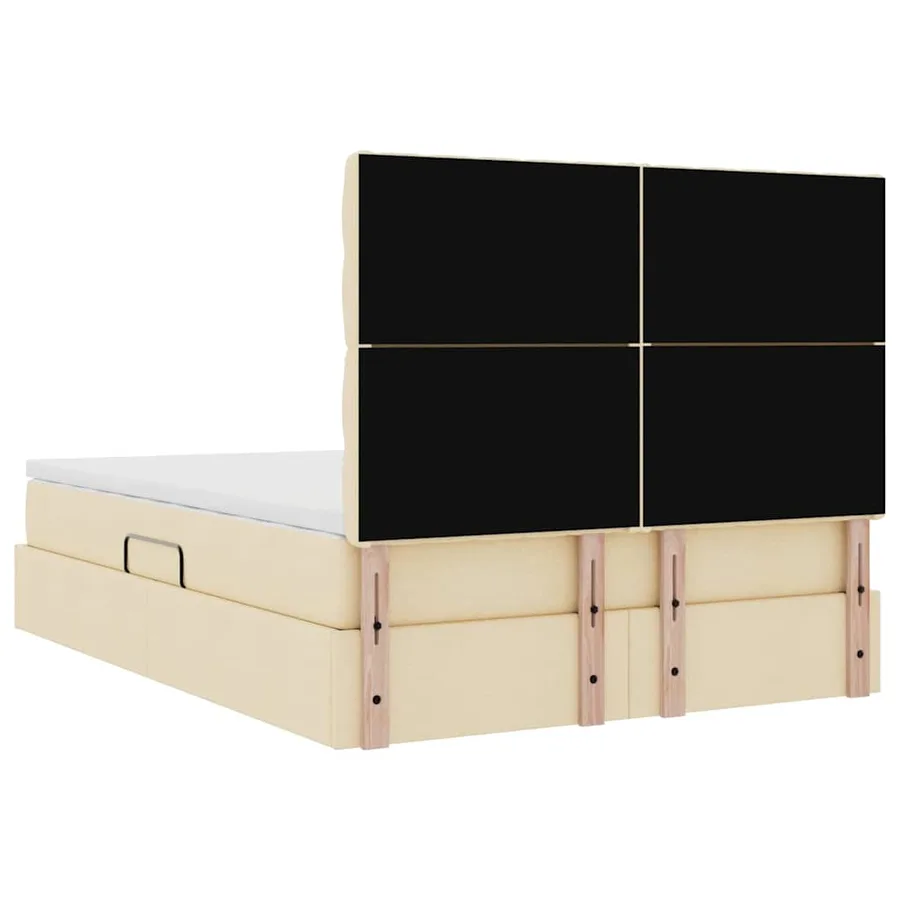 Lit de rangement LED avec matelas Crème 140 x 190 cm Tissu - 12