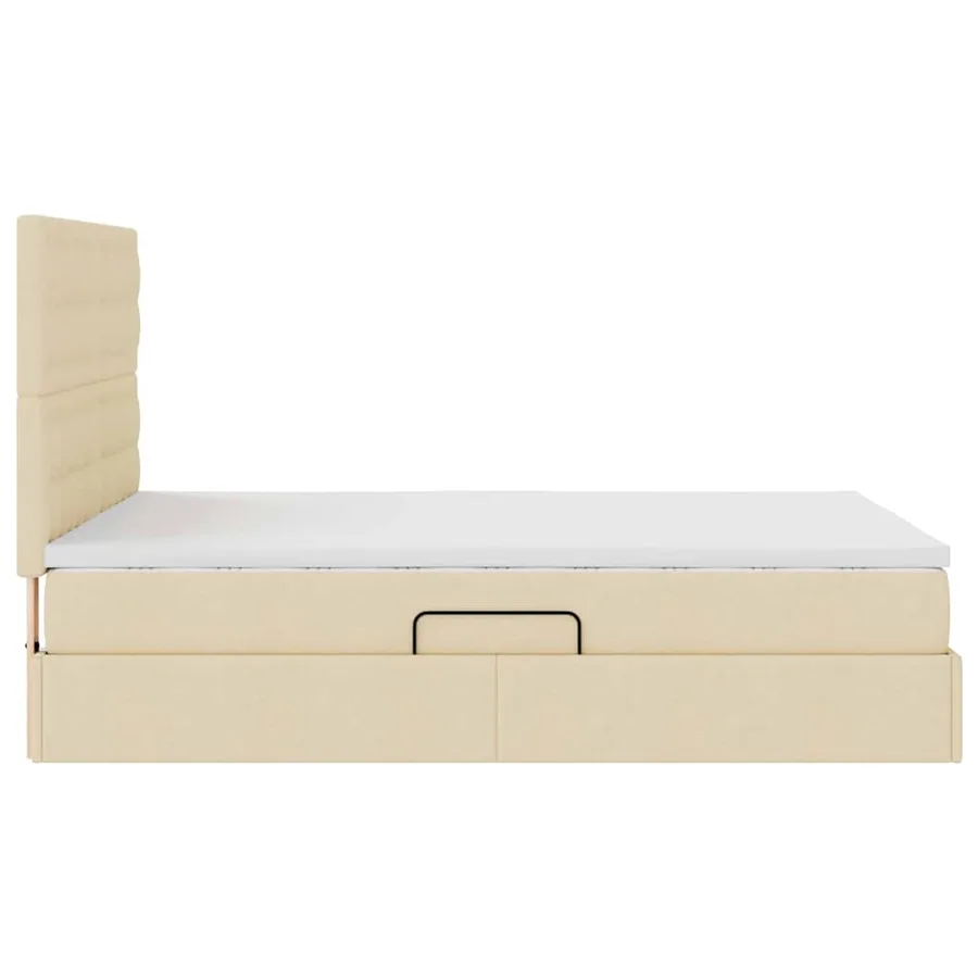 Lit de rangement LED avec matelas Crème 140 x 190 cm Tissu - 11