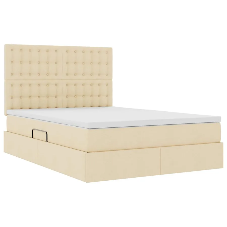 Lit de rangement LED avec matelas Crème 140 x 190 cm Tissu - 6