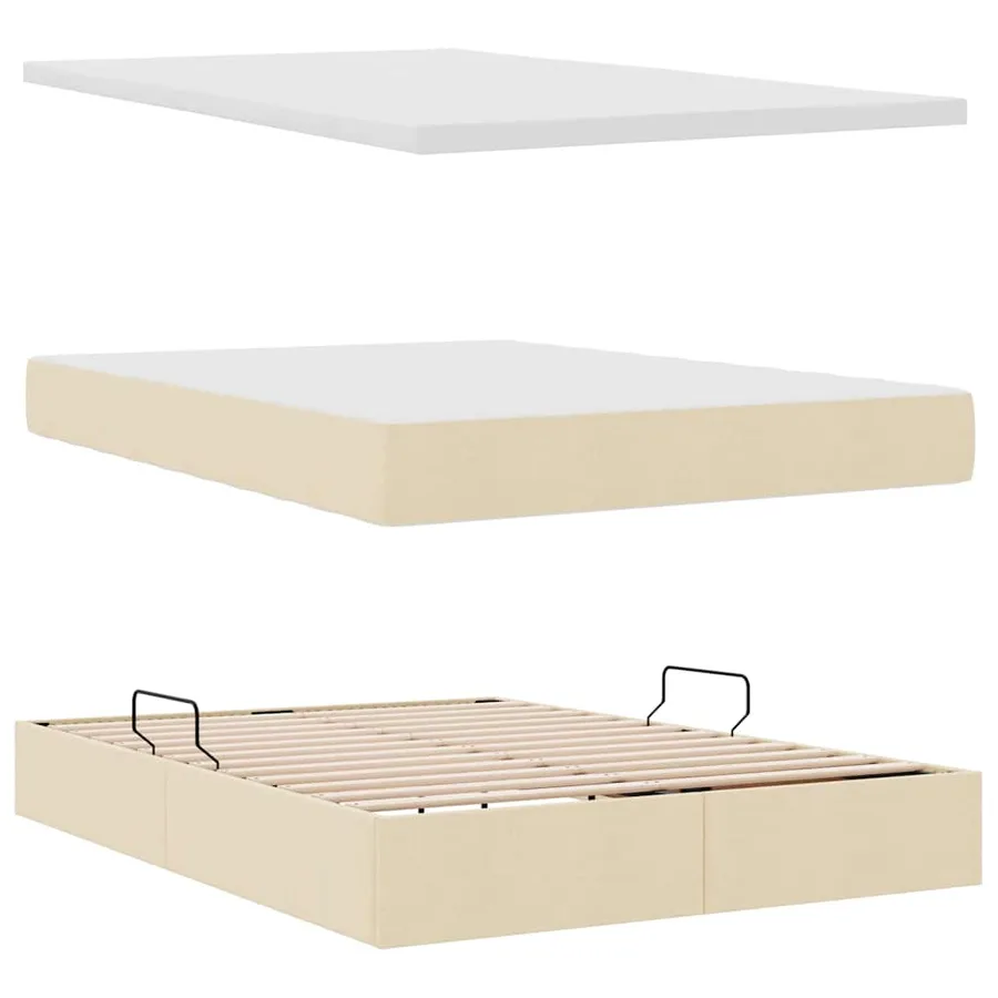 Lit de rangement LED avec matelas Crème 140 x 190 cm Tissu - 9