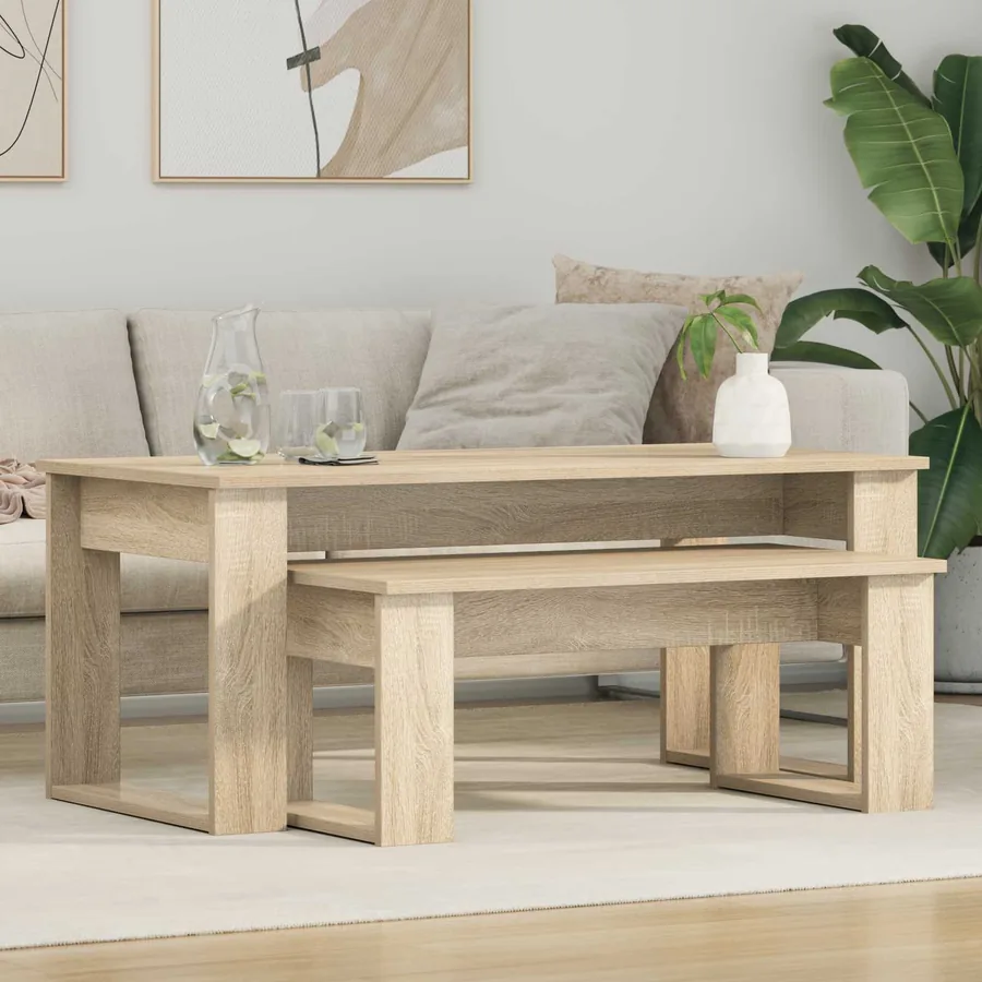 Ensemble de tables basses 2 pcs Chêne Sonoma Bois d'ingénierie