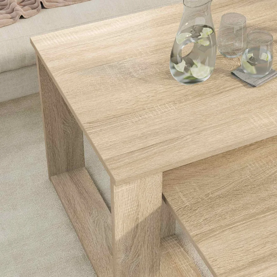 Ensemble de tables basses 2 pcs Chêne Sonoma Bois d'ingénierie - 4