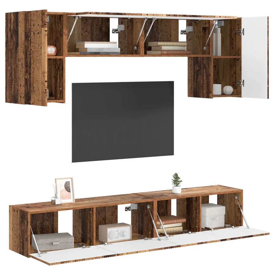 Ensemble meuble TV 4 pcs Bois ancien Bois d'ingénierie - 3