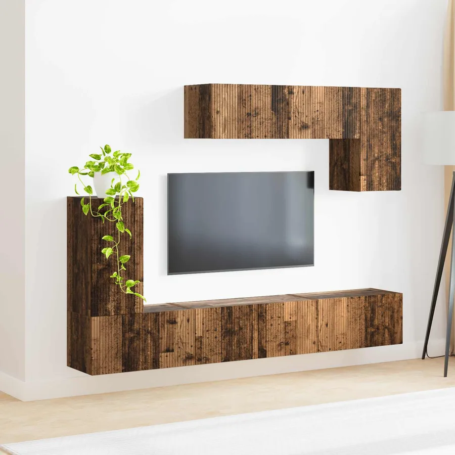 Ensemble meuble TV 4 pcs Bois ancien Bois d'ingénierie - 4