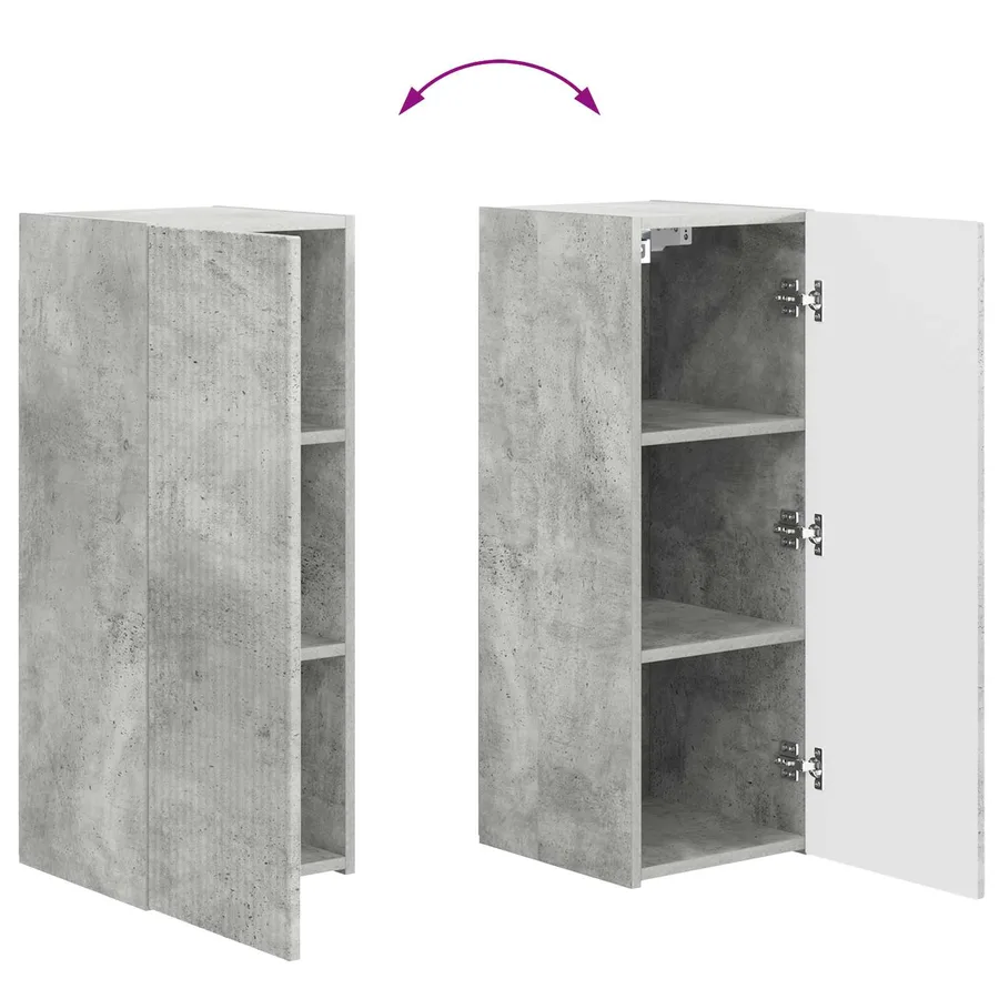 Ensemble meuble TV 2 pcs Gris béton Bois d'ingénierie - 11