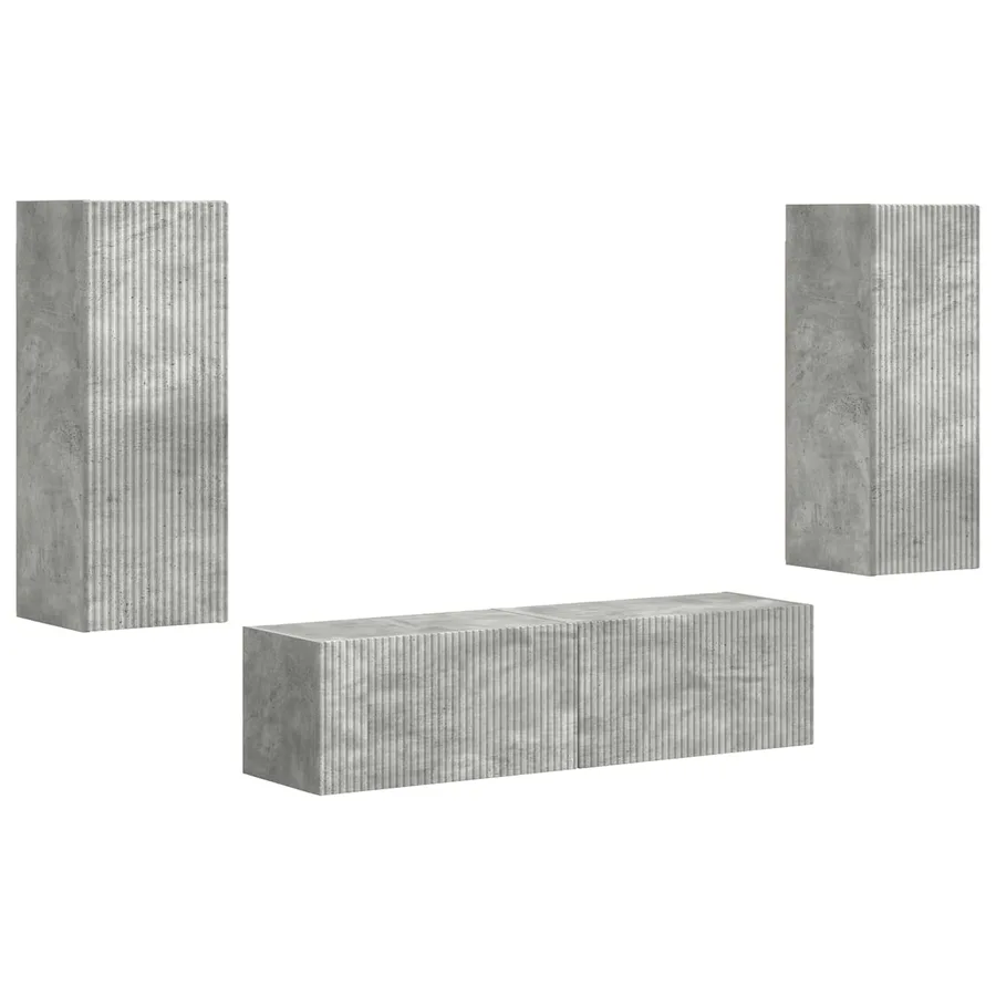 Ensemble meuble TV 2 pcs Gris béton Bois d'ingénierie - 2