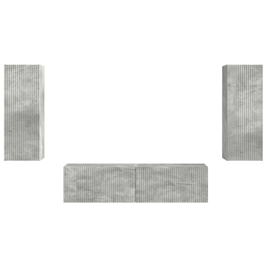 Ensemble meuble TV 2 pcs Gris béton Bois d'ingénierie - 7