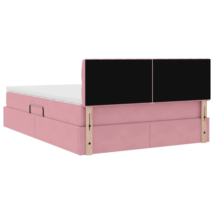 Lit de rangement LED avec matelas Rose 140 x 190 cm Velours - 12