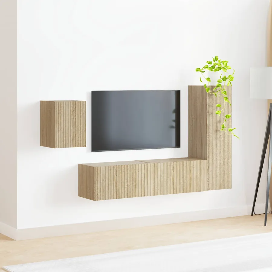 Ensemble meuble TV 4 pcs Chêne Sonoma Bois d'ingénierie - 4