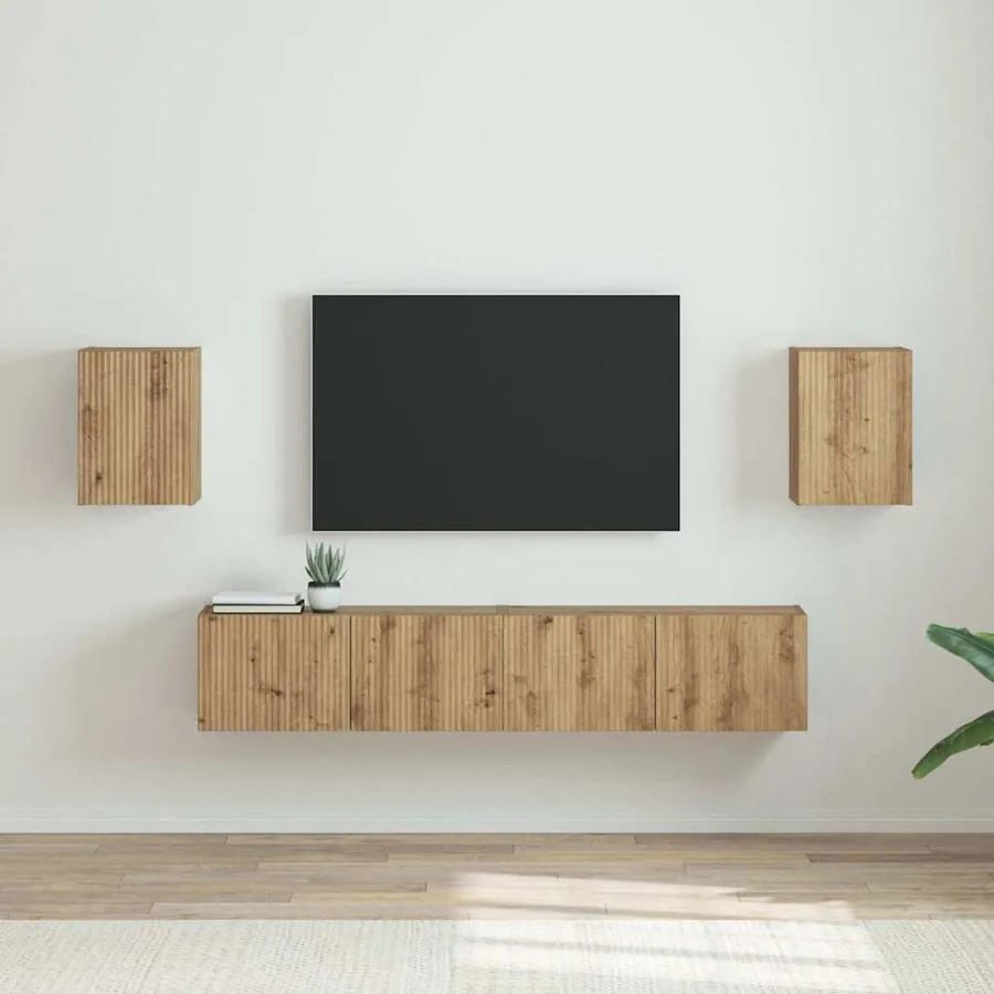 Meuble TV mural 2 pcs Chêne artisan Bois d'ingénierie