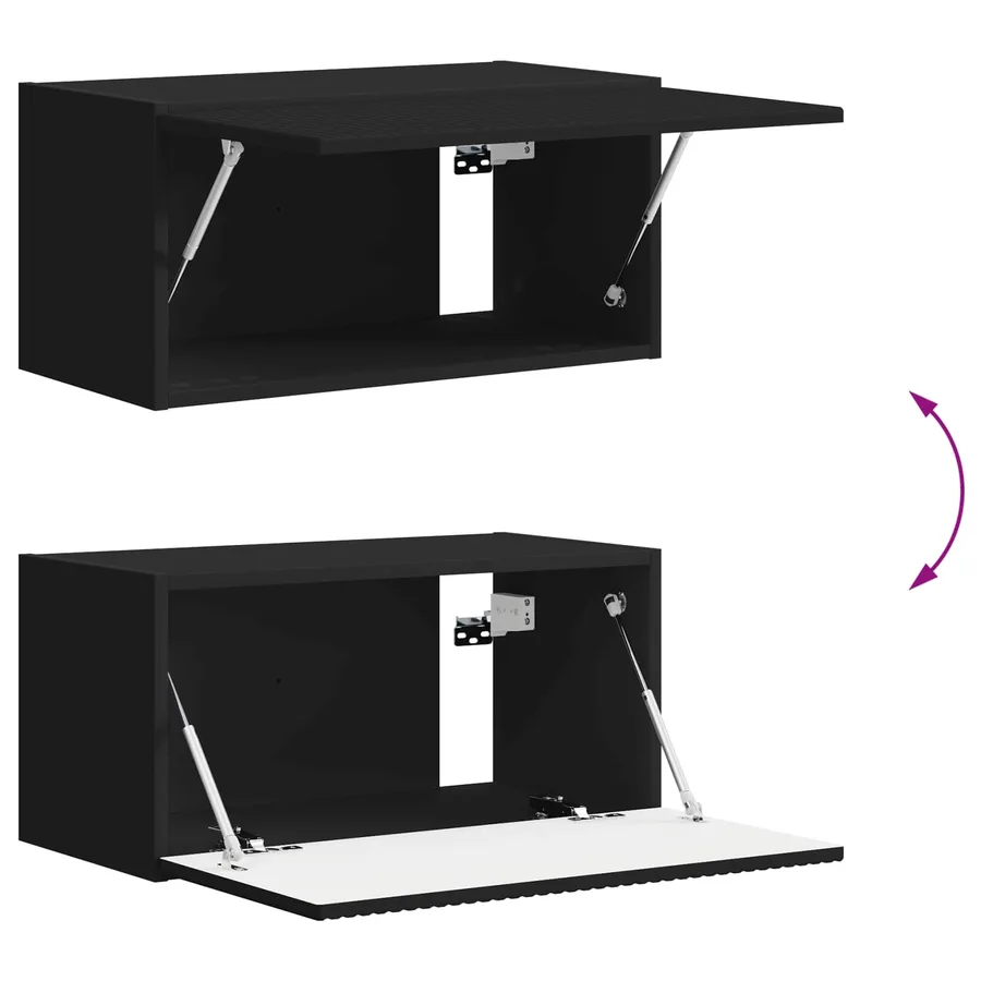 Ensemble meuble TV Montage mural 2 pcs Noir Bois d'ingénierie - 10