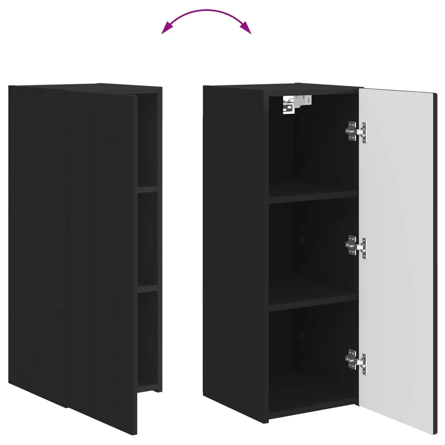 Ensemble meuble TV Montage mural 2 pcs Noir Bois d'ingénierie - 11