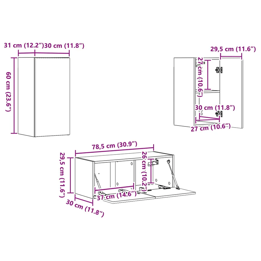 Ensemble meuble TV 6 pcs Gris Sonoma Bois d'ingénierie - 13
