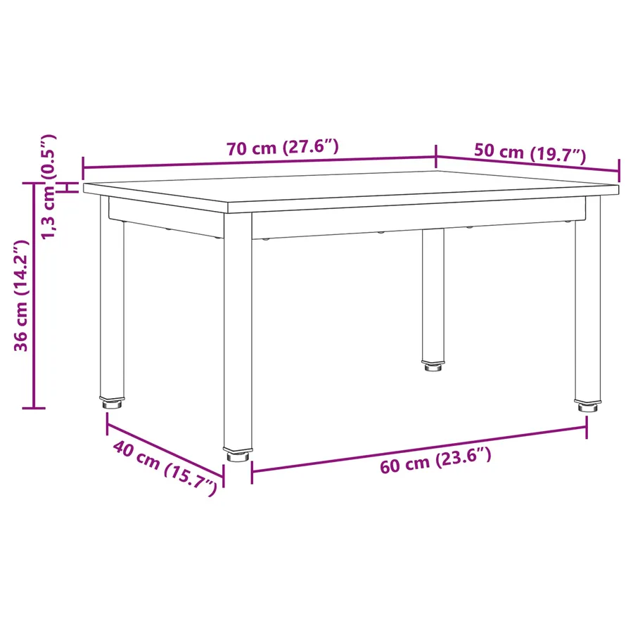 Table basse Chêne artisan 70 x 50 x 36 cm Bois d'ingénierie - 11