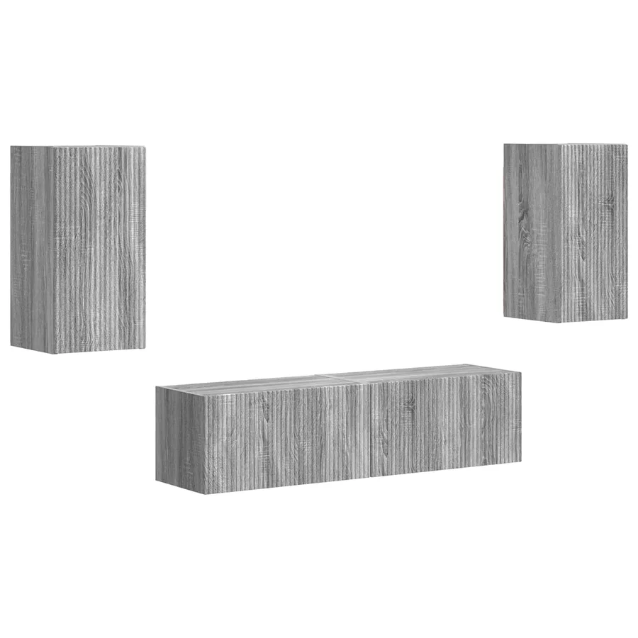 Ensemble meuble TV 4 pcs Gris Sonoma Bois d'ingénierie - 2