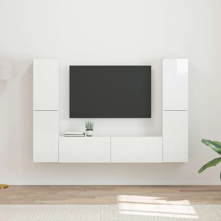 Ensemble meuble TV 6 pcs Blanc brillant Bois d'ingénierie