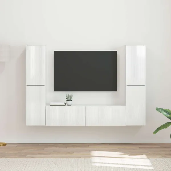 Ensemble meuble TV 6 pcs Blanc brillant Bois d'ingénierie