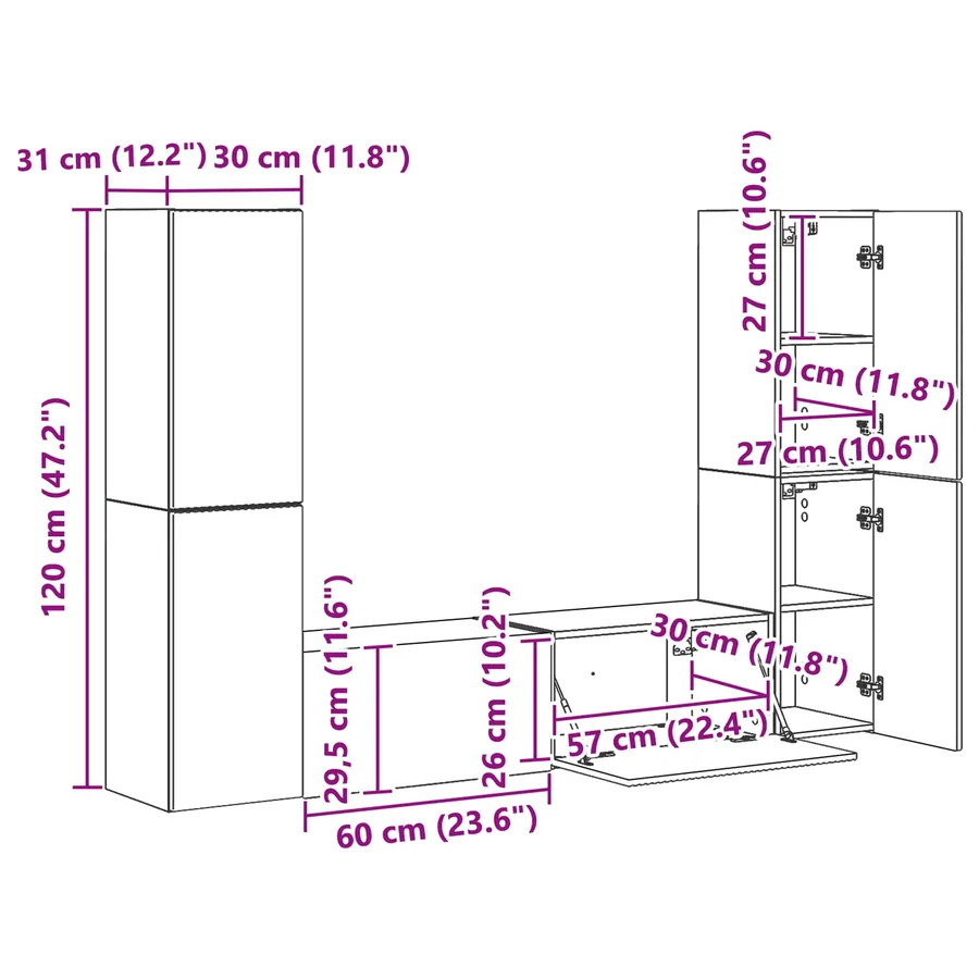 Ensemble meuble TV 6 pcs Blanc brillant Bois d'ingénierie - 13