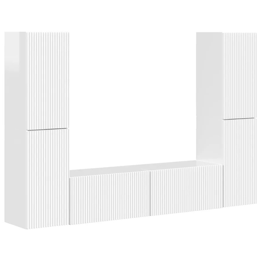 Ensemble meuble TV 6 pcs Blanc brillant Bois d'ingénierie - 2