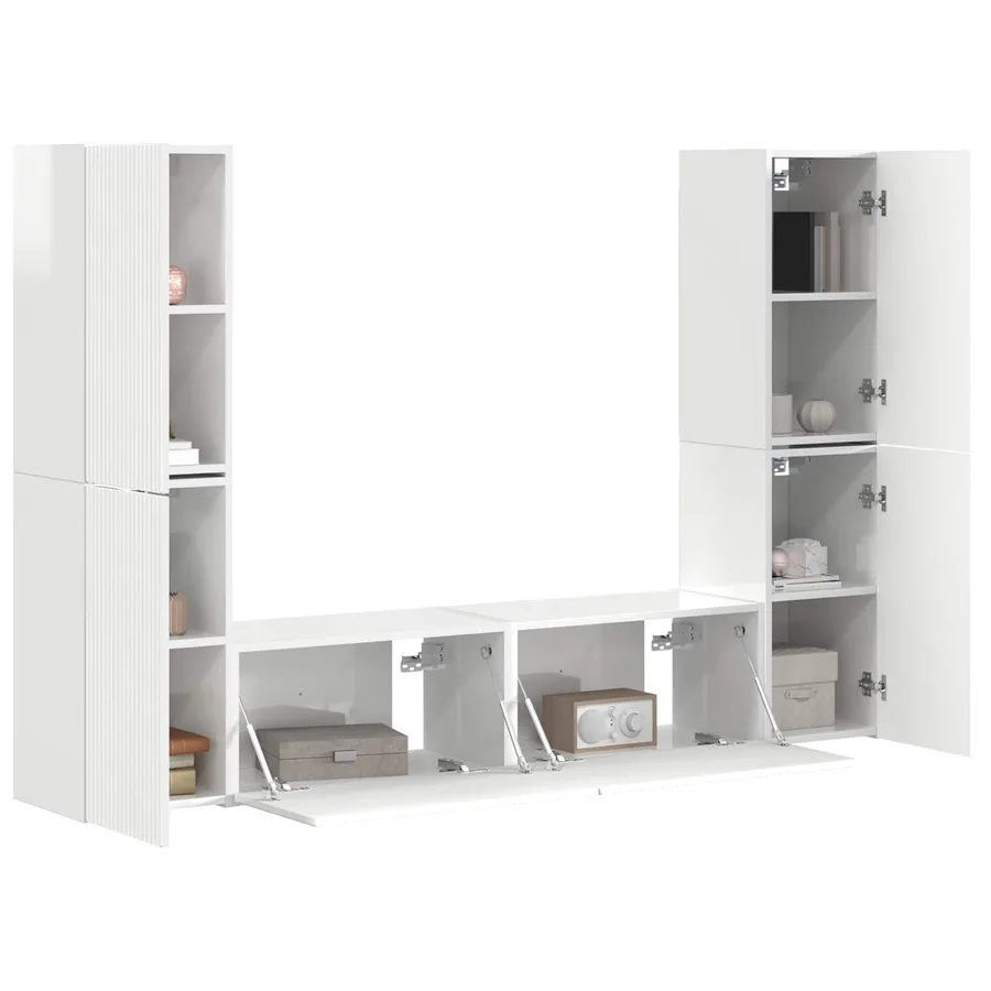 Ensemble meuble TV 6 pcs Blanc brillant Bois d'ingénierie - 3