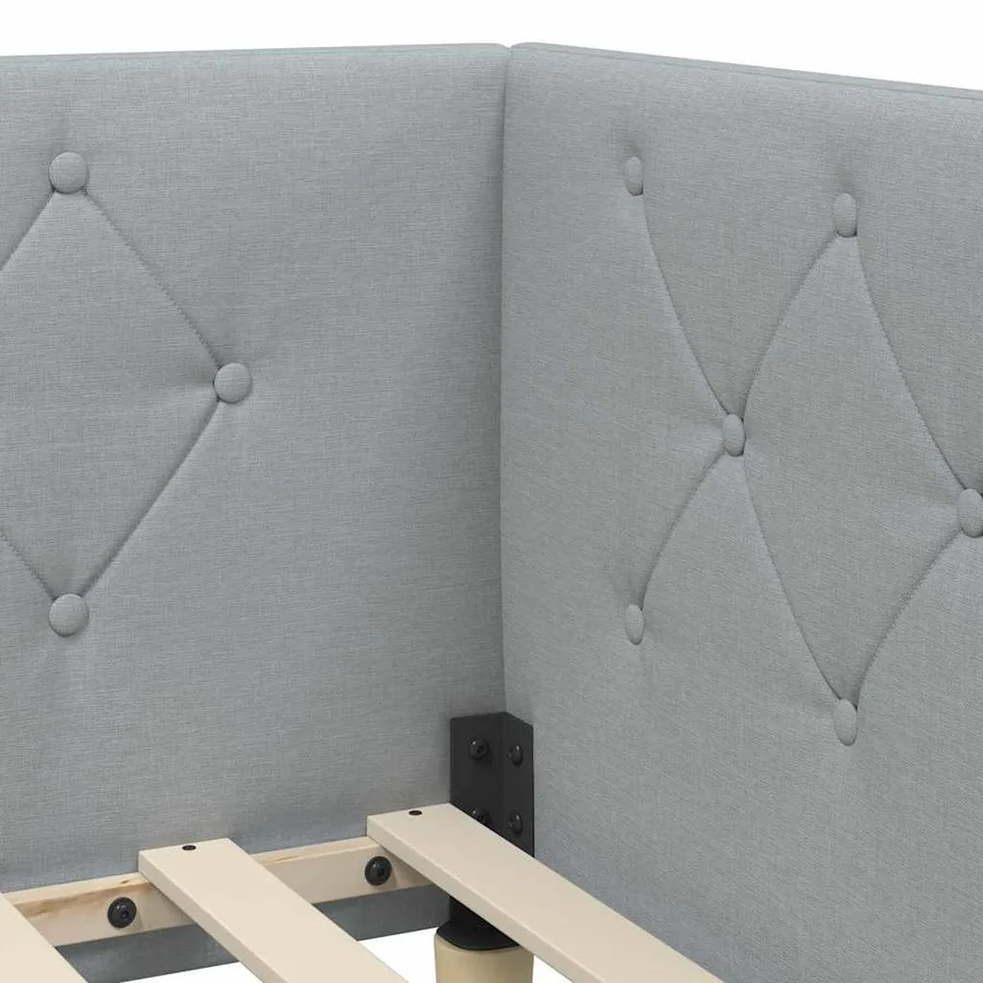 Cadre de lit d'angle Gris clair 90 x 190 cm tissu - 8