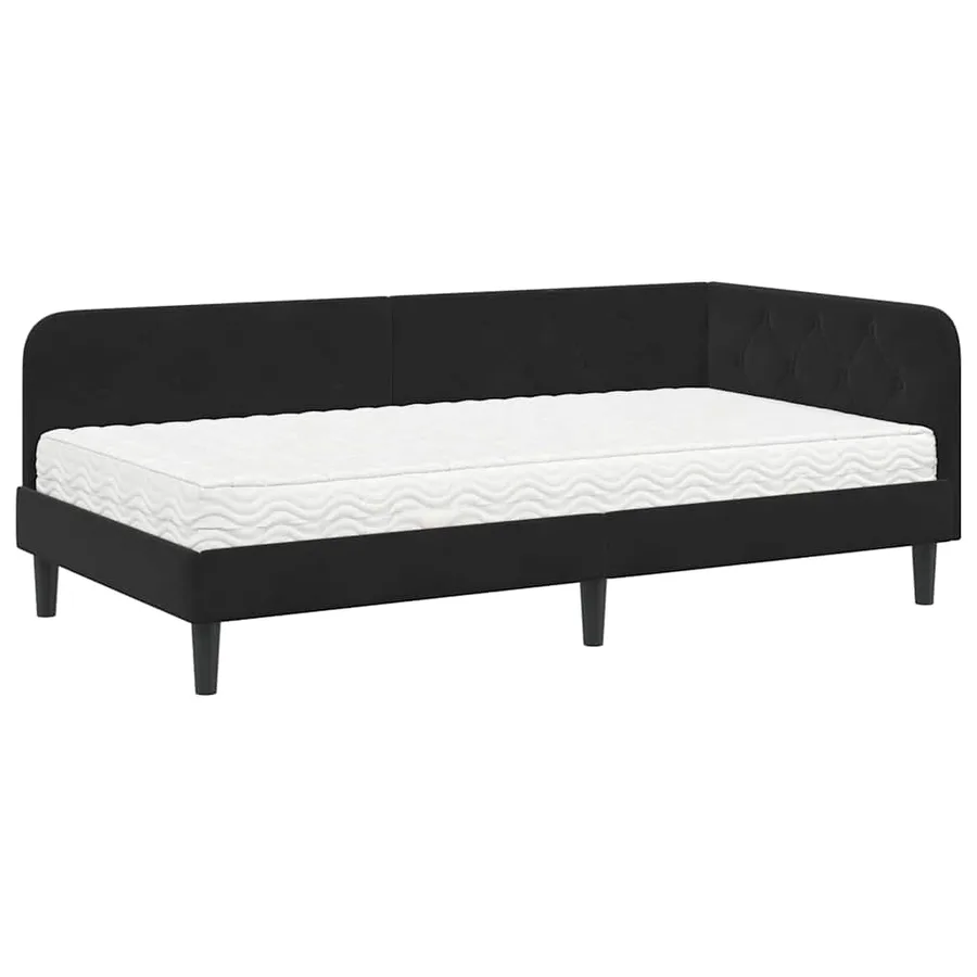 Cadre de lit d'angle Noir 90 x 190 cm Velours - 2