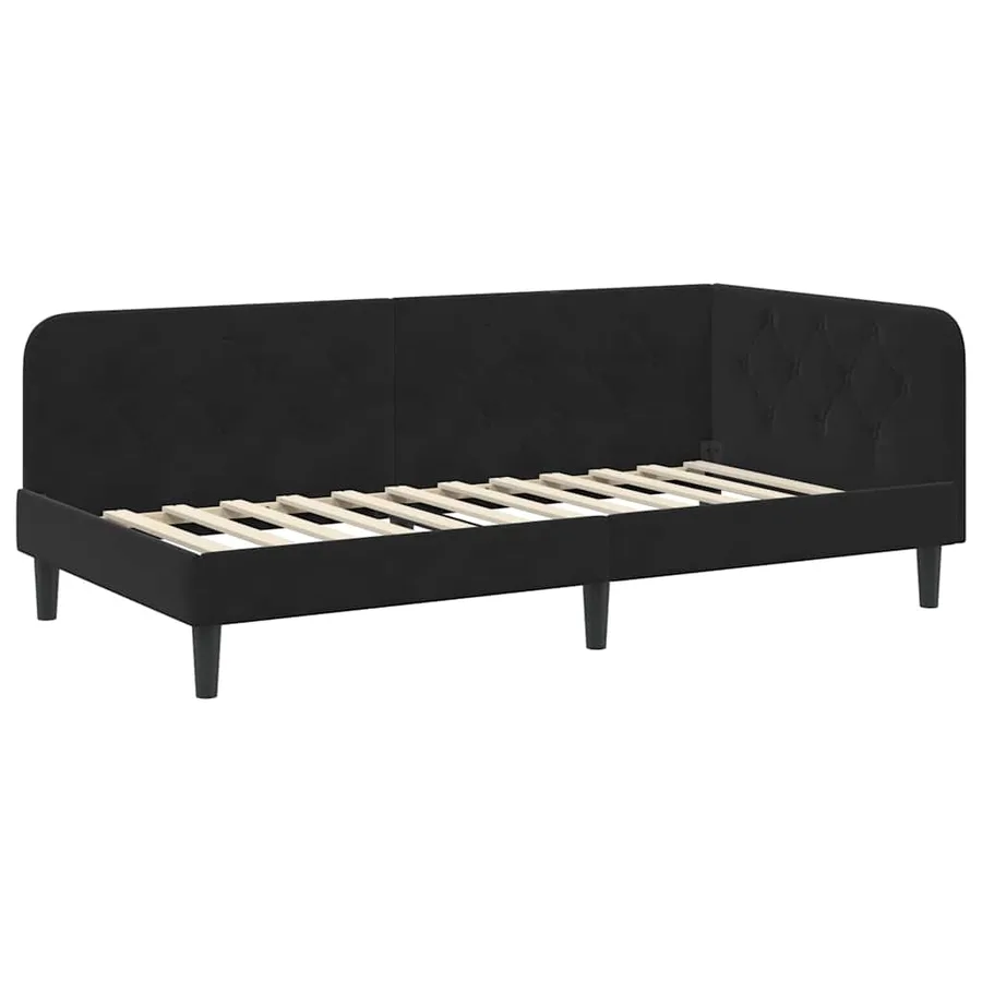 Cadre de lit d'angle Noir 90 x 190 cm Velours - 6