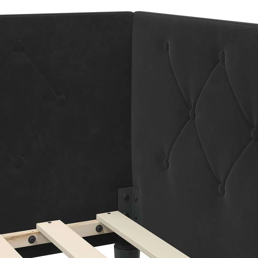 Cadre de lit d'angle Noir 90 x 190 cm Velours - 8