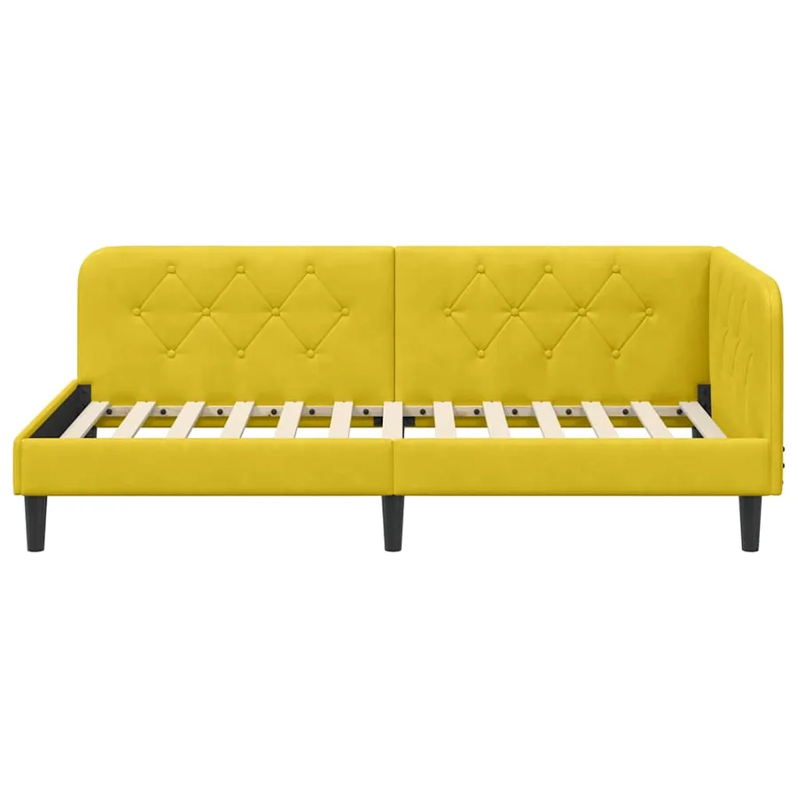 Cadre de lit d'angle Jaune 90 x 200 cm Velours - 5
