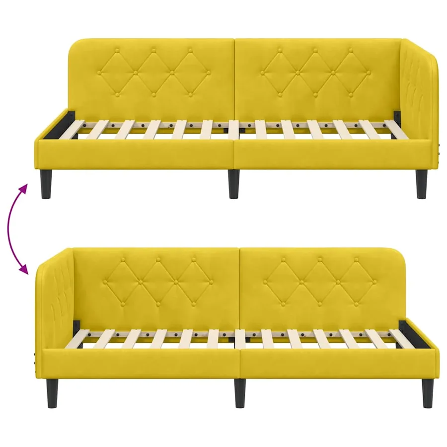 Cadre de lit d'angle Jaune 90 x 200 cm Velours - 9