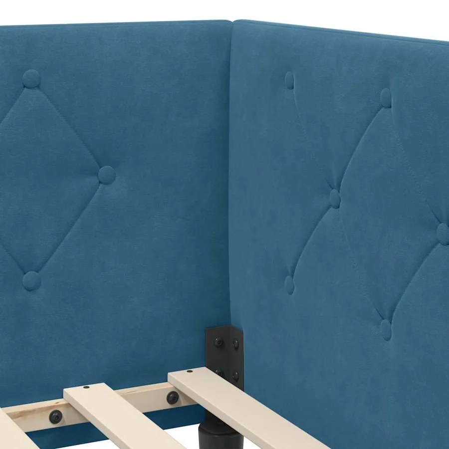 Cadre de lit d'angle Bleu 100 x 200 cm Velours - 10