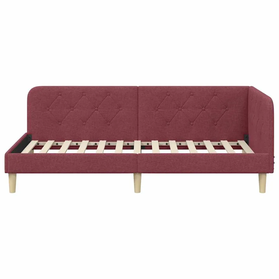Cadre de lit d'angle Bordeaux 100 x 200 cm tissu - 5