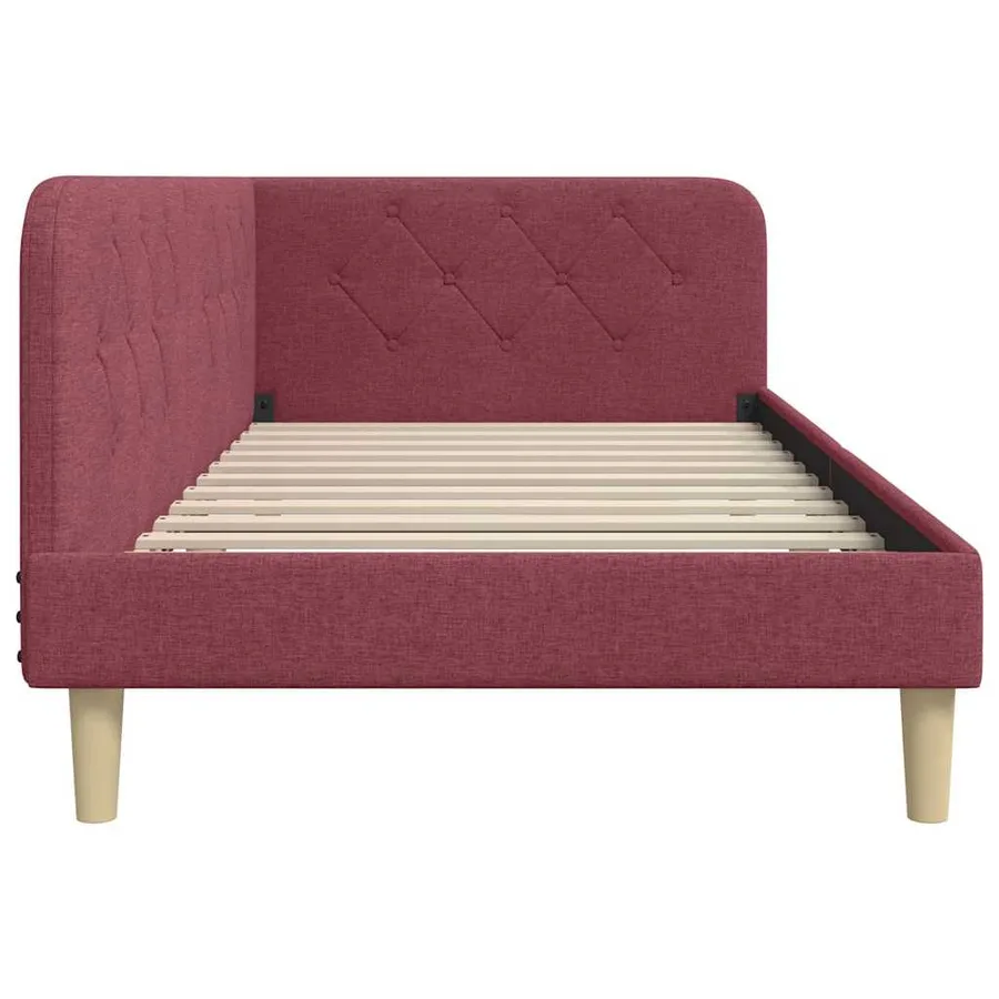 Cadre de lit d'angle Bordeaux 100 x 200 cm tissu - 6