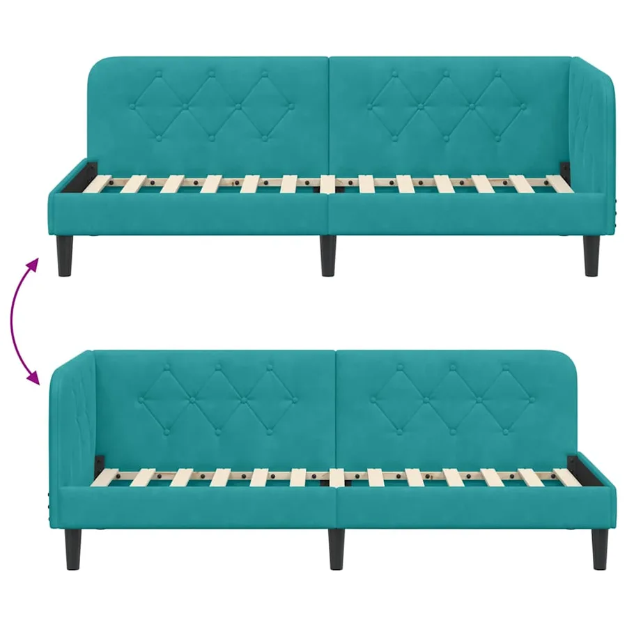 Cadre de lit d'angle Turquoise 80 x 200 cm Velours - 9